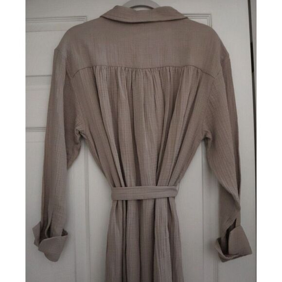 UGG 1152715 Women’s Sz Medium Putty / Beige Anthea Cotton Gauze Midi Dress - Picture 6 of 14